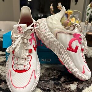 White and Pink Women's G/Fore golf shoes size 8 used once in great condition